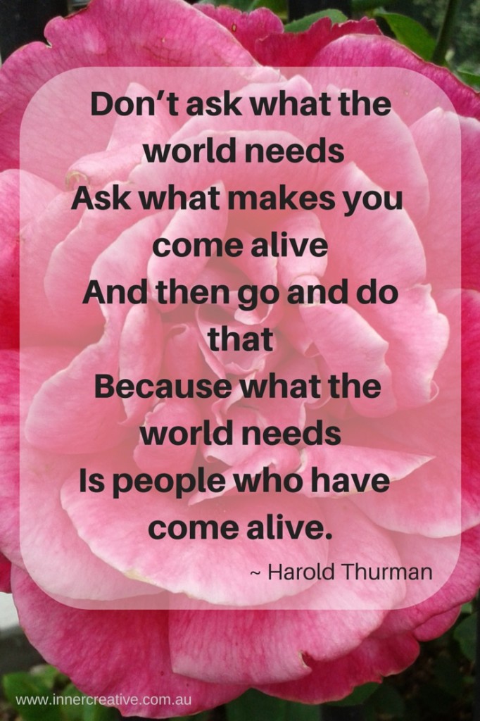 Inner Creative - creative inspiration - creativity quote from Harold Thurman - because what the world needs is people who have come alive.