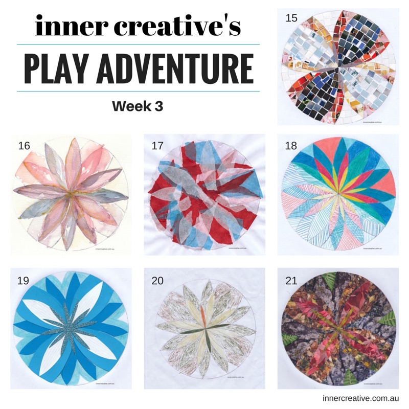 Inner Creative Play Adventure Mandala Week 3 - Featured in a blog about Facing your creative fears - innercreative.com.au