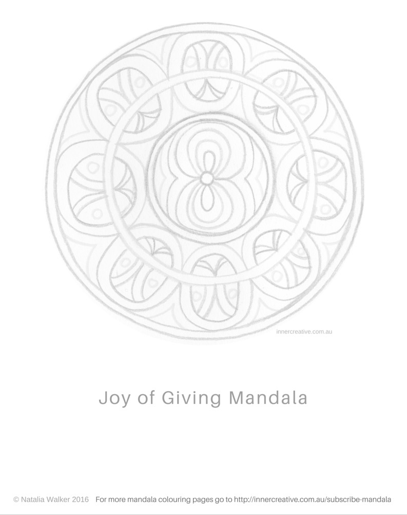 Inner Creative Mandala Inspiration - The Joy of Giving. Sign up for more mandala colouring pages. innercreative.com.au
