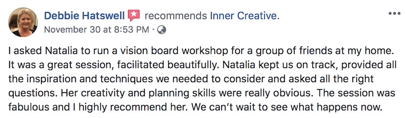 Inner Creative Vision Boarding Workshop Recommendation 2018